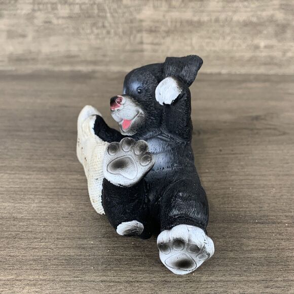 Figurine Black Dog Laughing Dog Happy Bone Laugh Much Sign Decor 2.5" - Picture 2 of 8